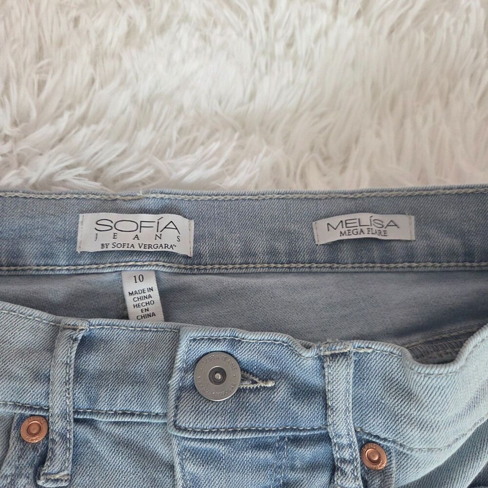Sofia Jeans Womens Size 10 Mega Flare Bell Bottom Jeans Light Wash High Rise Y2K - Picture 3 of 5
